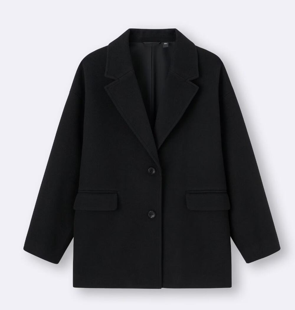 GU COZY MELTON Half Coat in Black